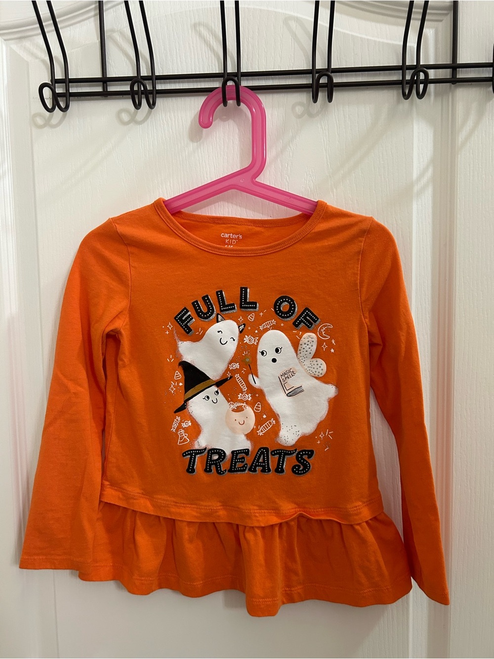 Carter’s Halloween Ghost Peplum Top Size 6/6x EUC
